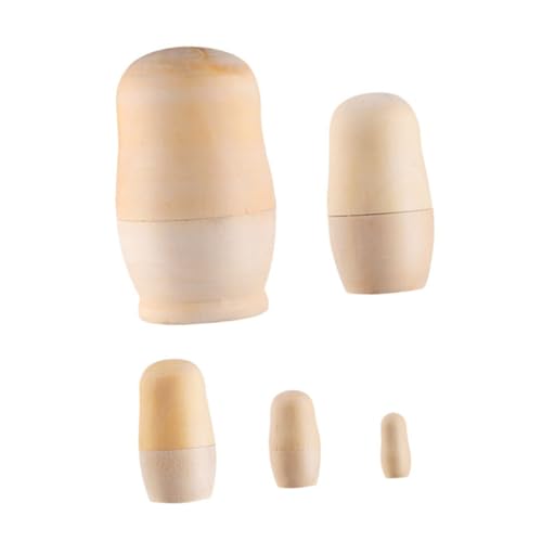 MOLUCKFU 1Set DIY Matrioska Painting Unpainted Wooden Nesting Dolls for Educational Craft for Imaginative Play Safe and Versatile Tabletop Ornaments