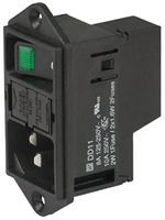 AC Power Entry Modules Green illumination QC 10A No Drawer