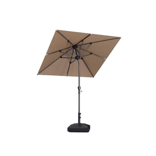 PURPLE LEAF Sonnenschirm Balkon 180 × 180 cm Knickfunktion Alurahmen, Taupe
