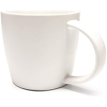 Espresso Express Dual Tone 13oz White Matte Exterior with White Glossy Interior Ceramic Mug (1 Mug) - Thick Quality Ceramic - Foam Packaging - Perfect Gift - Ideal For Any Drink Including Coffee
