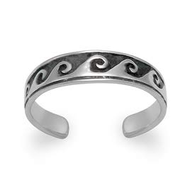 Heather Needham Sterling Silver Toe ring with waves design - Adjustable size - Gift Boxed. 0997