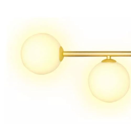 Lustre Pendente Linear 7 Globos de Vidro aluminio soquete para lampadas G9 Dourada Moderno
