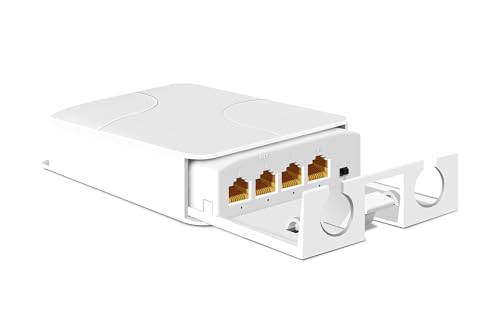 Davuaz 1 in 3 Outputs 1000Mbps PoE+ Outdoor Gigabit PoE Extender, Up to 30W, IEEE802.3af/at Compatible, IP66 Waterproof, Extends Extra 100m, Plug & Play