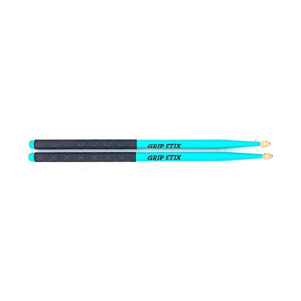GRIP STIX 15" Long TURQUOISE with Black NonSlip Grip Drumsticks