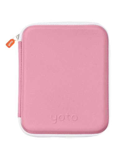 YOTO Card Case in Think Pink – Kids Accessory, Soft Portable Folder with Zipper & 64 Pockets for Player & Mini Audiobook Cards, Binder Sleeve Holder for Travel
