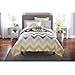 Mainstays Yellow Grey Chevron Bed in a Bag Bedding Comforter Set, Queen