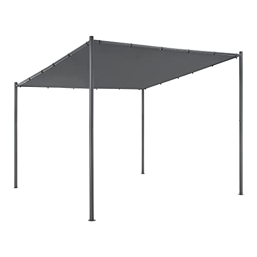 [en.casa] Pavillon Carunchio 300 x 285 x 248 cm Anstellpavillon Gartenpavillon mit Schrägdach Gartenzelt wasserabweisend Metallgestell Dunkelgrau