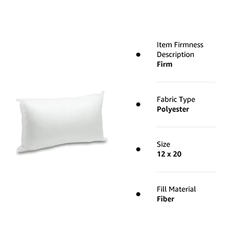 Foamily Throw Pillows Insert 12 x 20 Inches Lumbar Bed and Couch