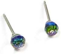 Vitrail Medium Faceted Ball Swarovski Crystal Element Stud Earrings, 4mm