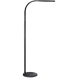 PHIVE LED Floor Lamp for Reading, Dimmable Gooseneck Standing Lamp (4 Color Modes, 5-Level Dimmer, 12W, Memory Function, Touch Control Floor Light for Living Room, Bedroom, Office) Black
