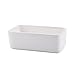 T4U Ceramic Rectanglar Succulent Plant Pot with Free Bamboo Tray White Gift for Home Office Decoration