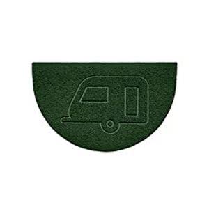 Nicoman Embossed Halfmoon Half Circle Door Mat Dirt-Trapper Jet-Washable Doormat 70x44cm (Green, CARAVAN Shape) - Use on Carpet ONLY
