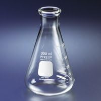 PYREX 300mL Narrow Mouth Erlenmeyer Flask with Heavy Duty Rim (Shelf Pack of 6)