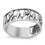 Elephant Migration Eternity Ring Sterling Silver 925 (Sizes 4-15)