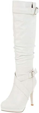 TAOFFEN Women High Heel Long Boots Zipper Party Shoes