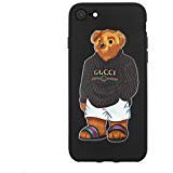Stylish Bear Custom Fashion Protective Flexible Case/Cover/Skin Leather Finish for iPhone (Black Bear, iPhone 7/8)