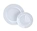 50 Disposable White Heavy Duty Plastic Plates | 25 Dinner Plates and 25 Dessert or Appetizer Plates | Premium Combo Disposable Dinnerware Set | Great for Parties or Weddings. (50 Pack) by Bloomingoods