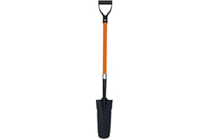 ASHMANONLINE Ashman Drain Spade Teeth Shovel (1 Pack) - 48 Inches Long Handle Spade with D Handle Grip - Durable Handle with a Thick Metal Blade - Multipurpose Premium Quality Orange Shovel.