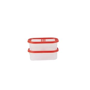 Cutting EDGE 360 top View 3 line air-Tight Stackable, BPA-Free, Modular Kitchen Container, 525ml (Set of 2) – red