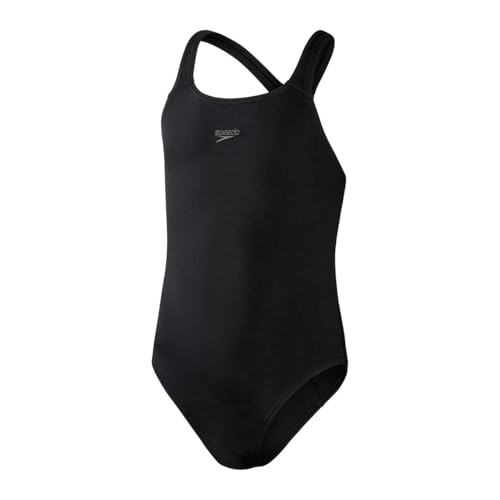 Speedo Girls Endurance+ Medalist Swimsuit | Chlorine Resistance | Comfort Fit | SwiMing LeSons | Swim Holiday, Black, 15-1615-16