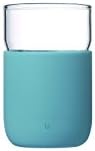 Jordan&Judy Classic Glass Tumblers with Silicone Sleeve - Set of 4 - Lake Blue, Small 8.5 oz - Eco-friendly Borosilicate Glass.