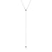 Fifth Ave Fair Sterling Silver Y Droplet Lariat Long Chain Necklace with Round Solitaire Bezel CZ Crystal Charm, Rhodium Plated 925 Silver, Adjustable Chain Length 16