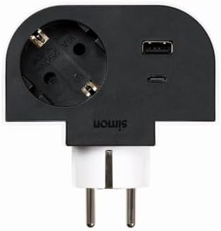 - Adattatore girevole Plug 1 presa 16A (250 V, 3680 W) + 2 porte USB A+C (30 W), rotazione di 180 gradi e ricarica rapida per cellulari e tablet, ideale per angoli o dietro i mobili, colore
