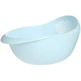 Rice Sieve Plastic Colander Kitchen Drain Basket with Handles Rice Bowl Strainer Strainer Basket Sink Drain Kitchen Tools (blue)