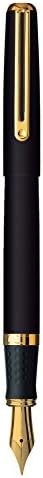 Inoxcrom Excellence Wall Street Fountain Pen. Matt Black Gold Trim. Gift Boxed.