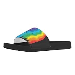 Howilath Music Notes Rainbow Pattern Womens Sandals
