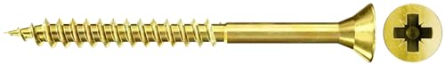 fischer Vite per truciolato FSPII 5,0 x 45 a testa svasata, zincata gialla, filettatura parziale Phillips PZ