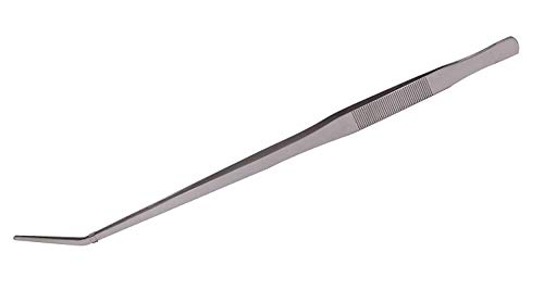 Xelparuc 18.9 Inch Extra Long Stainless Steel Curved Tip Tweezer for Aquarium Fishtank, Reptiles Snakes Lizard, Python