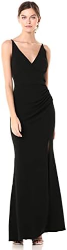 jordan ruched side slit gown dress the population Jordan Side Ruched Gown