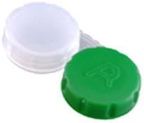 OptiSafe - Flat bed contact lens case - (3 pack) (Clear & Green)