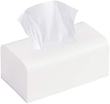 Evealyn Tissue Box Cover Holder with Bottom, Long Rectangular Facial Decorative Tissues Paper Napkin Holder for Home Bathroom Bedroom Desk Dining or Car Office Dressing Table(Off-White)
