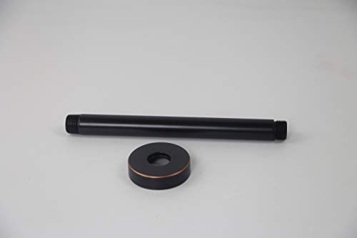 Weirun Bathroom 1/2 NPT All Brass 8-Inch Round Straight Shower Arm for Fixed Shower Head with Flange Ceiling Mount,Oil Rubbed Bronze
