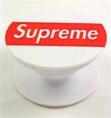 Expanding Stand and Grip for Smartphones (Supreme Design Red on White) Top Quality Advanced 3M Adhesive Technology! Pop Out Phone/Tablet Grip Socket