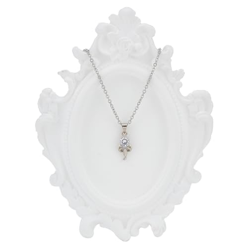 DELORIGIN White Plaster Phoframe Jewelry Tray Gesso Accessories Storage Plate Oval Pattern Picture frame Shape Jewelry Organiser for Earrings Necklace Home Decoration Photography Props at Amazon