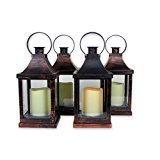Banberry Designs Small Decorative Lanterns - Set of 4 Brushed Bronze Lanterns - LED Flameless Candle Included with a 5 Hour Timer Function - Lanterns for Centerpieces - Rustic Wedding Lanterns Banberry Designs Small Decorative Lanterns - Set of 4 Brushed Bronze Lanterns - LED Flameless Candle Included with a 5 Hour Timer Function - Lanterns for Centerpieces - Rustic Wedding Lanterns