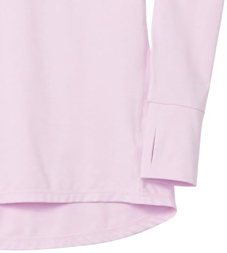 AMAZON ESSENTIALS LONG SLEEVE WORKOUT TOP FOR WOMEN, BRUSHED TECH STRETCH CREWNECK, ATHLETIC, MEDIUM (AVAILABLE IN PLUS SIZE), PALE PINK