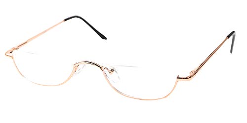 SOOLALA Vintage Designer Alloy Flat Top Half Frame Stylish Slim Reading Glasses