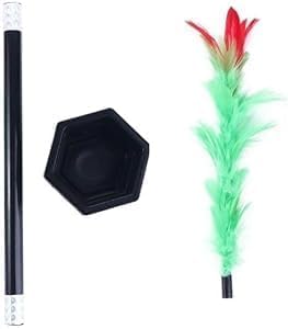 Pchnfei 1 Set Black Magic Wand to Flower, for Playing Magic, Close-up Magic Prop Magic Flower Stick Magic Kits Accessories Games Trick Wand Magicians Tricks