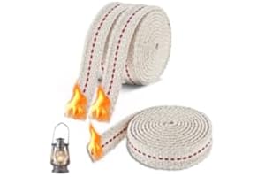 Gjinxi 3 Rolls Lamp Wick Cotton Flat Wicks 100cm Long Natural Replacement Oil Lanterns Wick Wide Strand with Genuine Red Stitch for Petroleum Lamp,Oil Lamp, Garden Torch,Lantern(Beige,40 in)