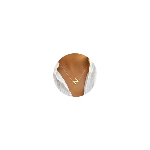 Ursteel Initial N Necklaces for Women - Dainty 14K