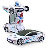 Car to Robot Mode Deform 2 in 1 Models - 1 Button Transformation, Realistic Engine Sounds, 3D Multicolor Lights, 360 Degree Spinning - Ideal Kids Boys Girls Holiday Birthday Gift