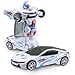Car to Robot Mode Deform 2 in 1 Models - 1 Button Transformation, Realistic Engine Sounds, 3D Multicolor Lights, 360 Degree Spinning - Ideal Kids Boys Girls Holiday Birthday Gift