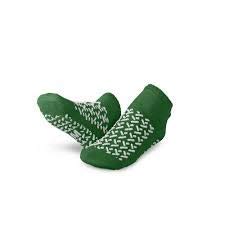Slipper Socks Double Tread Fall Prevention Socks- Green (Pair) Size: Medium - As Used by NHS