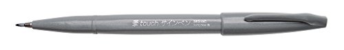 Pentel Fude Touch Sign Pen, Gray, Felt Pen Like Brush Stroke (SES15C-N)