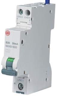 Wylex NHXS1B20 B20 RCBO 20A Type B 30mA Miniature RCBO 1+N