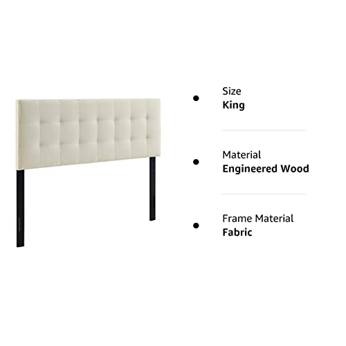 Modway Lily Tufted Linen Fabric Upholstered King Headboard in Ivory